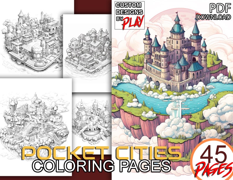 Pocket Cities Coloring Pages for Adults, Cities Coloring Page ...