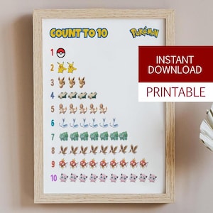 Póster de números, estudio de colores, carteles educativos, imprimibles para la escuela en casa, DESCARGA DIGITAL, aula Montessori, 1-10, contar hasta 10, habitación de niños