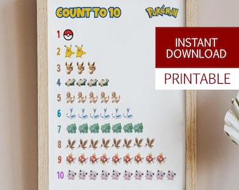 Number poster, Color study, Educational Posters, Home school Printables, DIGITAL DOWNLOAD,Montessori Classroom, 1-10, count to 10, kids room