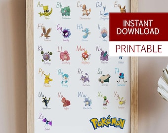 Rainbow Alphabet Poster, Handwriting Chart Print, Educational Wall Art Printable, Homeschool Classroom Decor, ABC Poster