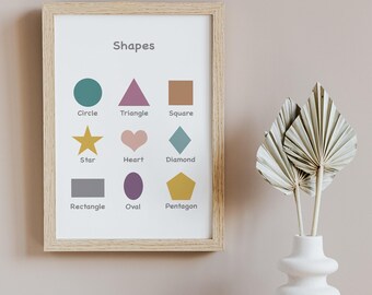 Geometric Shapes Printable, Neutral Shapes Print, Shapes Poster, Printable Wall Art, Montessori Poster, Educational Print, Homeschool Decor