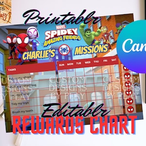 Gráfico de entrenamiento imprimible de Spidey, gráfico de tareas, gráfico de recompensas, gráfico de responsabilidad, gráfico de tareas imprimible, descarga instantánea, JPG PDF