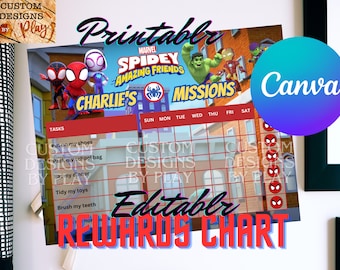 Spidey Printable Training Chart, Chore Chart, Reward Chart, Responsibility Chart, Printable Chore Chart, Instant Download,JPG PDF