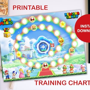 Tableau d'apprentissage de la propreté imprimable Super Mario, tableau des récompenses