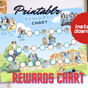 Bluey druckbares Töpfchen Training Chart, Bluey druckbare Belohnung Chart