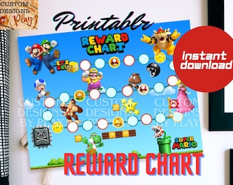 Super Mario Printable Reward Chart, Potty Training Chart, Digital, Instant