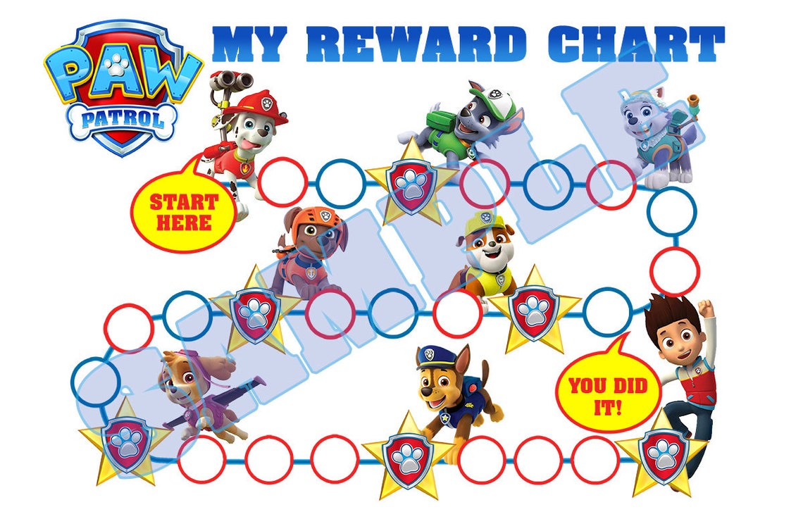 Paw Patrol Printable Reward Training Chart Responsibility - Etsy