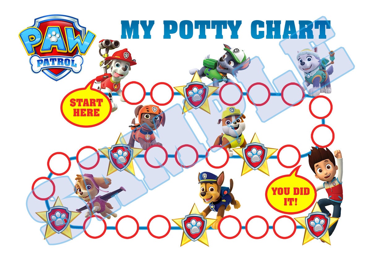 Paw Patrol Sticker Chart Free Printable Paw Patrol Potty Chart Potty 