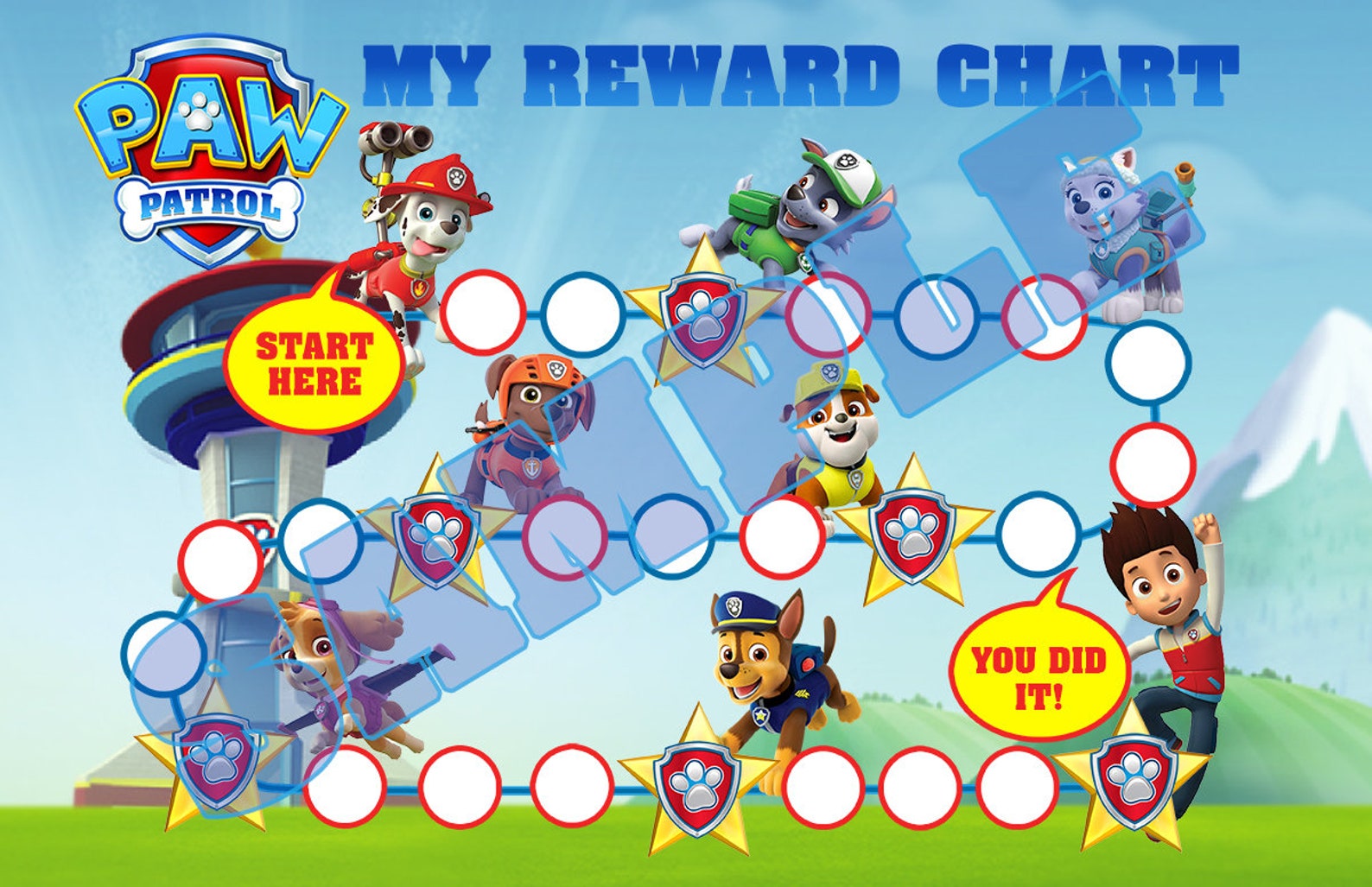 Paw Patrol Printable Reward Training Chart Responsibility - Etsy