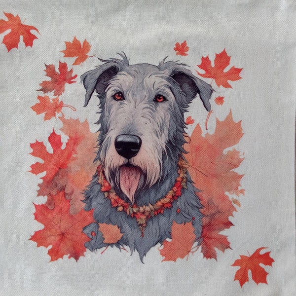 Housse de coussin sur le thème de l’automne Irish Wolfhound