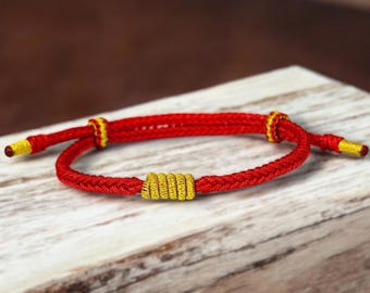 Red String Protection Bracelet, Handmade Tibetan Buddhist Knot Bracelet, Vegan Bracelet, Kabbalah Bracelet