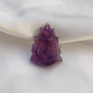 Nine-Tailed Fox Amethyst Pendant for Necklace, 9 Tailed Fox Amethyst, Burmese Gemstones, Carved Jewelry, Chinese Mythology,