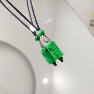 Carved Pillar Jadeite Pendant, Jade Necklace, Antique Style Green Pillar Jade Pendant, Jadeite Jade Pendant