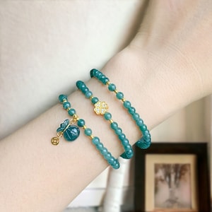 Bracciale di giada naturale, braccialetto di giada turchese, braccialetto di buona fortuna, braccialetto di giada da donna, regalo di giada, regalo per il compleanno, regalo per Natale