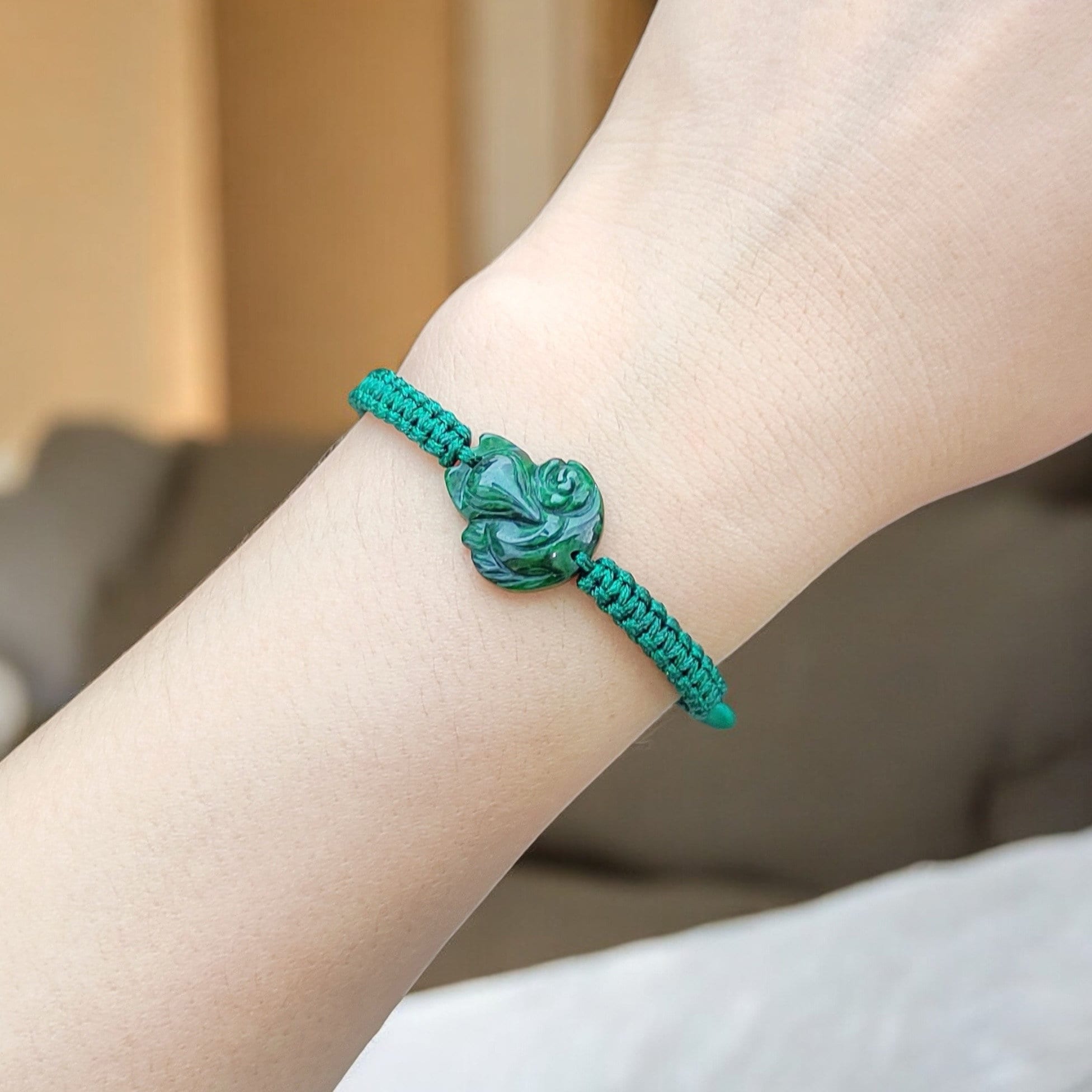 Nine-tailed Fox Natural Jade Bracelet, Jade Fox Bracelet, Carved