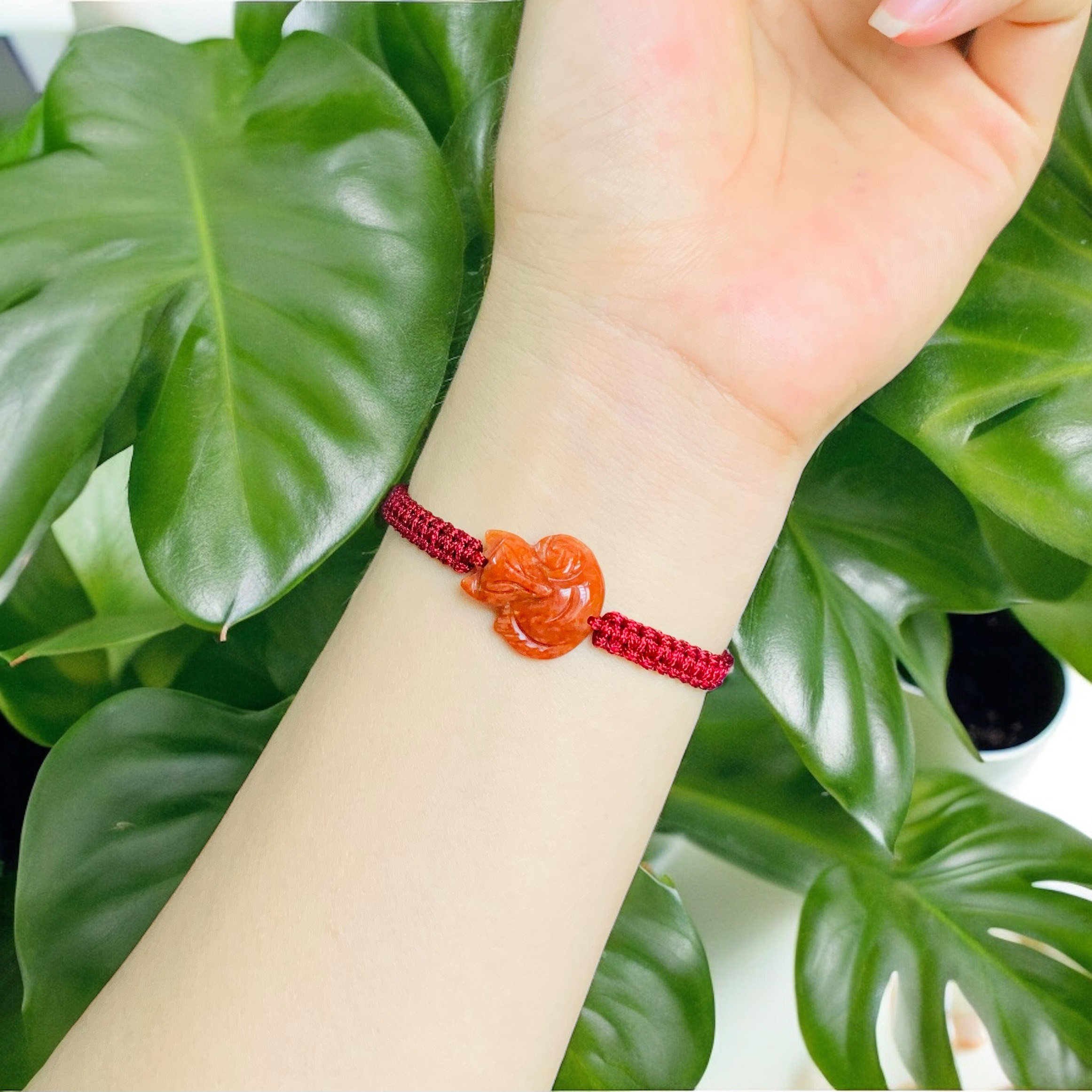 Nine-tailed Fox Natural Jade Bracelet Jade Fox, Red Jade Fox