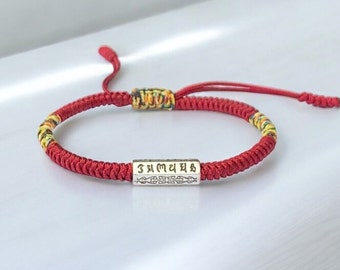 Mantra Om Mani Padme Hum Bracelet, Tibetan Buddhist Handmade Lucky Rope Knots Bracelet, Braided Bracelet, Meditation, Mens Womens Bracelet