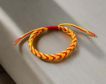 Handwoven Spain Flag Bracelet, Adjustable Nylon Cord Bracelet, Spain Bracelet, Pride Of Spain