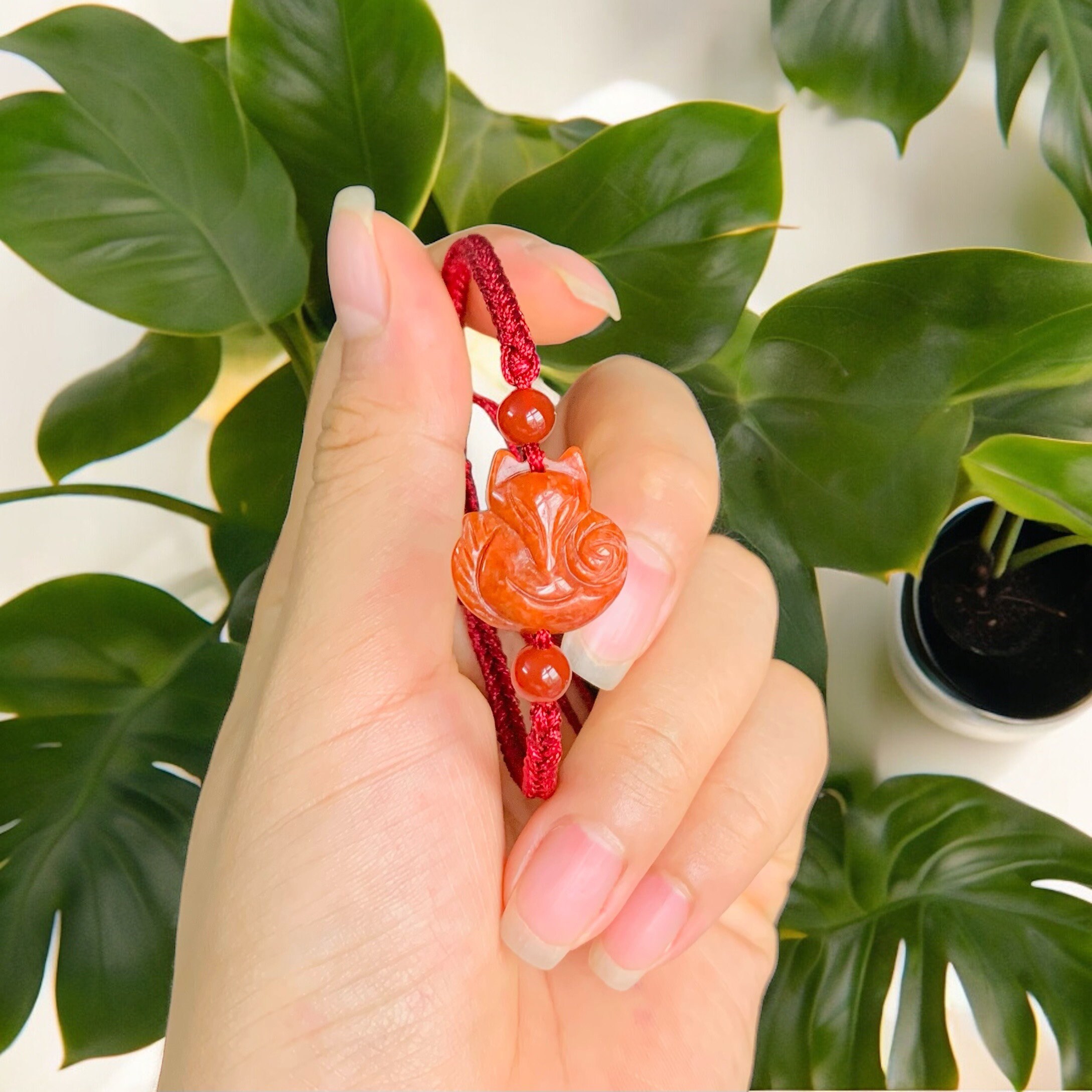 Nine-tailed Fox Natural Jade Bracelet Jade Fox, Red Jade Fox