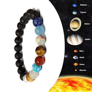 Universum die acht Planeten Armband, Sonnensystem Naturstein Perlenarmband, Yoga Chakra Armband, Guardian Star Earth Space Armband