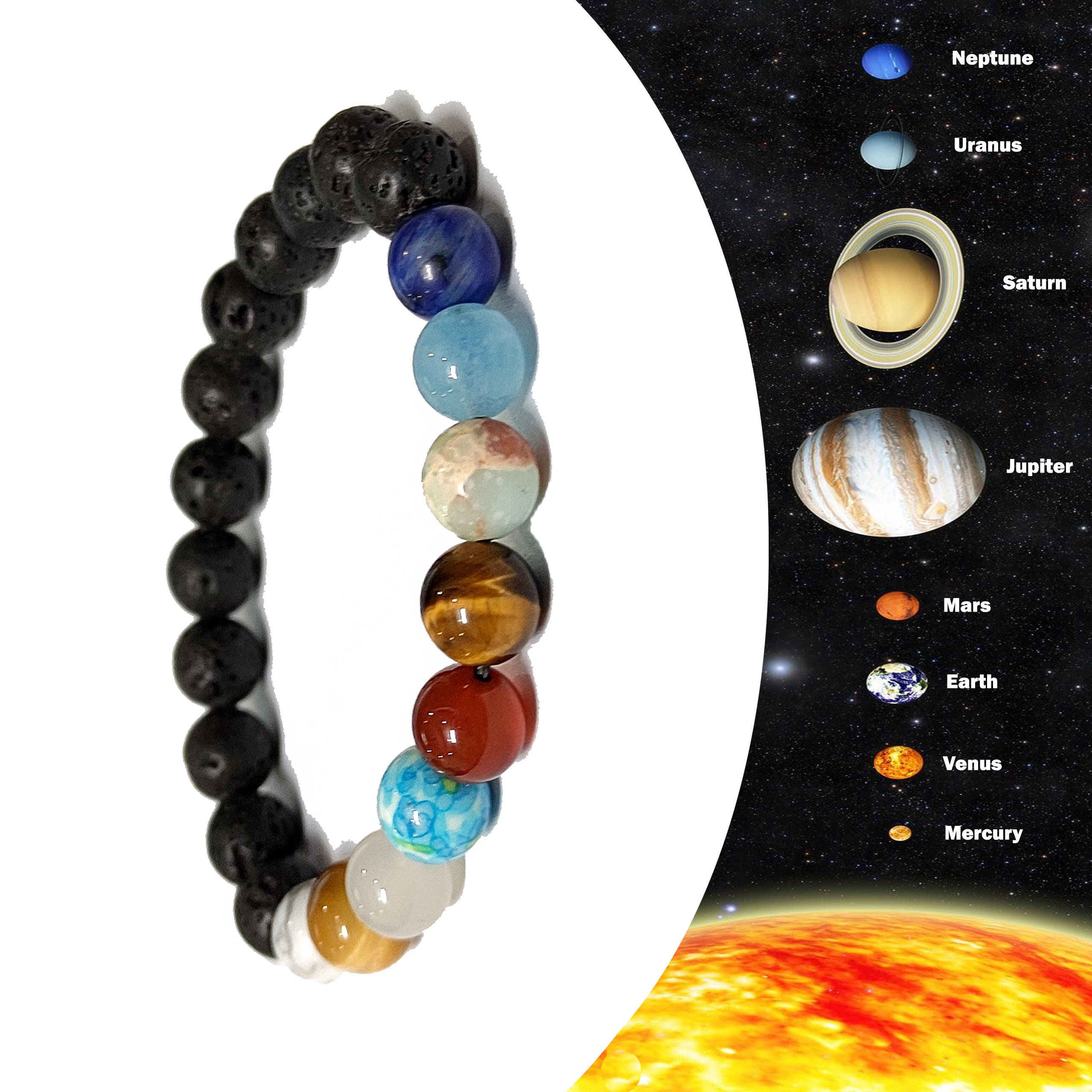 Universe Galaxy the Nine Planets Solar System Bracelet, Natural Stone  Beads, Blue Sand, Purplish Blue, Lava Stone, Yoga Space Men Women Gift -  Etsy