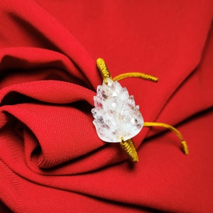 Nine-Tailed Fox Quartz Bracelet, Quartz Fox Bracelet, White Quartz Bracelet, Fox Gift, Burmese Gemstones, Carved Jewelry, Chinese Mythology