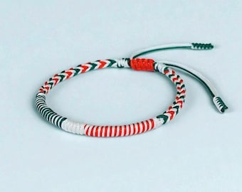 Christmas Braided Bracelet, Buddhist Lucky Knots Rope Bracelet, Lucky Bracelet, Couples Bracelet, Red Tibetan Bracelet, Kabbalah Bracelet