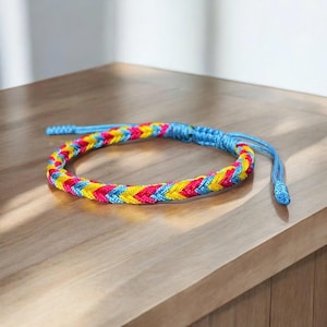 Pansexual Pride Bracelet With Handmade Thread, Pansexual Pride Anklet, LGBT, Pride Bracelet, Pansexual Gift, Pansexual Pride, Pansexual Flag