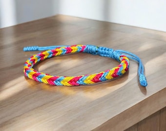 Pansexual Pride Bracelet With Handmade Thread, Pansexual Pride Anklet, LGBT, Pride Bracelet, Pansexual Gift, Pansexual Pride, Pansexual Flag