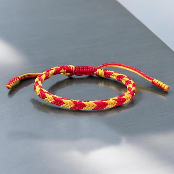 Handwoven Spain Flag Bracelet, Adjustable Nylon Cord Spain Bracelet, Spain Flag Bracelet, Spain Jewelry