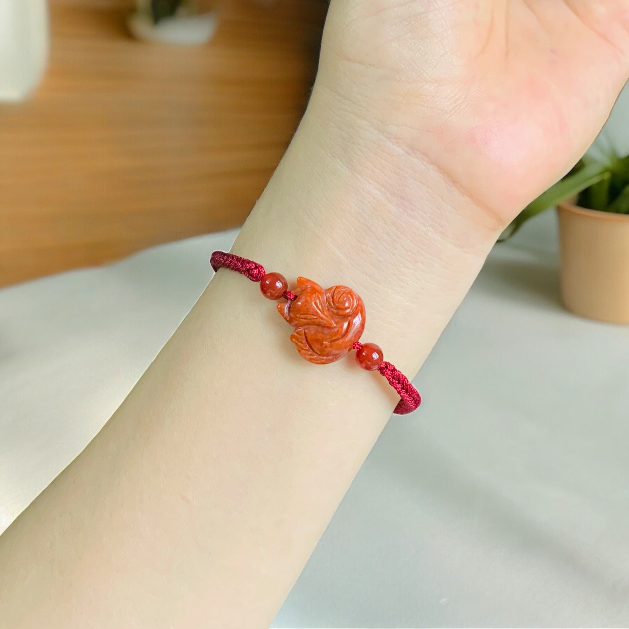 Nine-tailed Fox Natural Jade Bracelet Jade Fox, Red Jade Fox