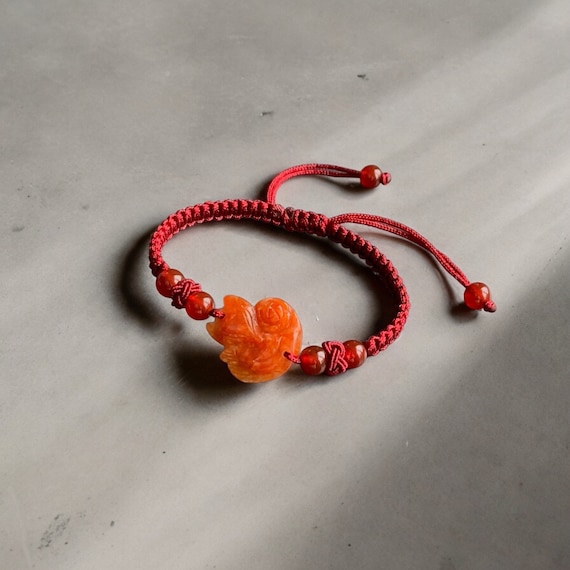 Nine-tailed Fox Natural Jade Bracelet Jade Fox, Red Jade Fox