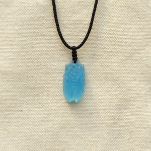Cicada Natural Aquamarine Pendant for Necklace, Burmese Gemstones, Carved Jewelry, Chinese Mythology, Wolf Fox, Gift