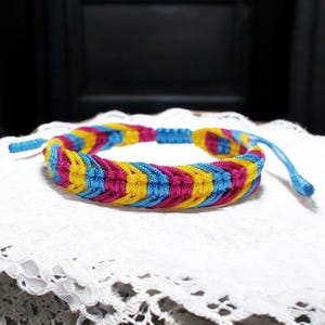 Pansexual Pride Bracelet With Handmade Thread, Pansexual Pride Anklet, LGBT, Pride Bracelet, Pansexual Gift, Pansexual Flag, Pansexual Pride
