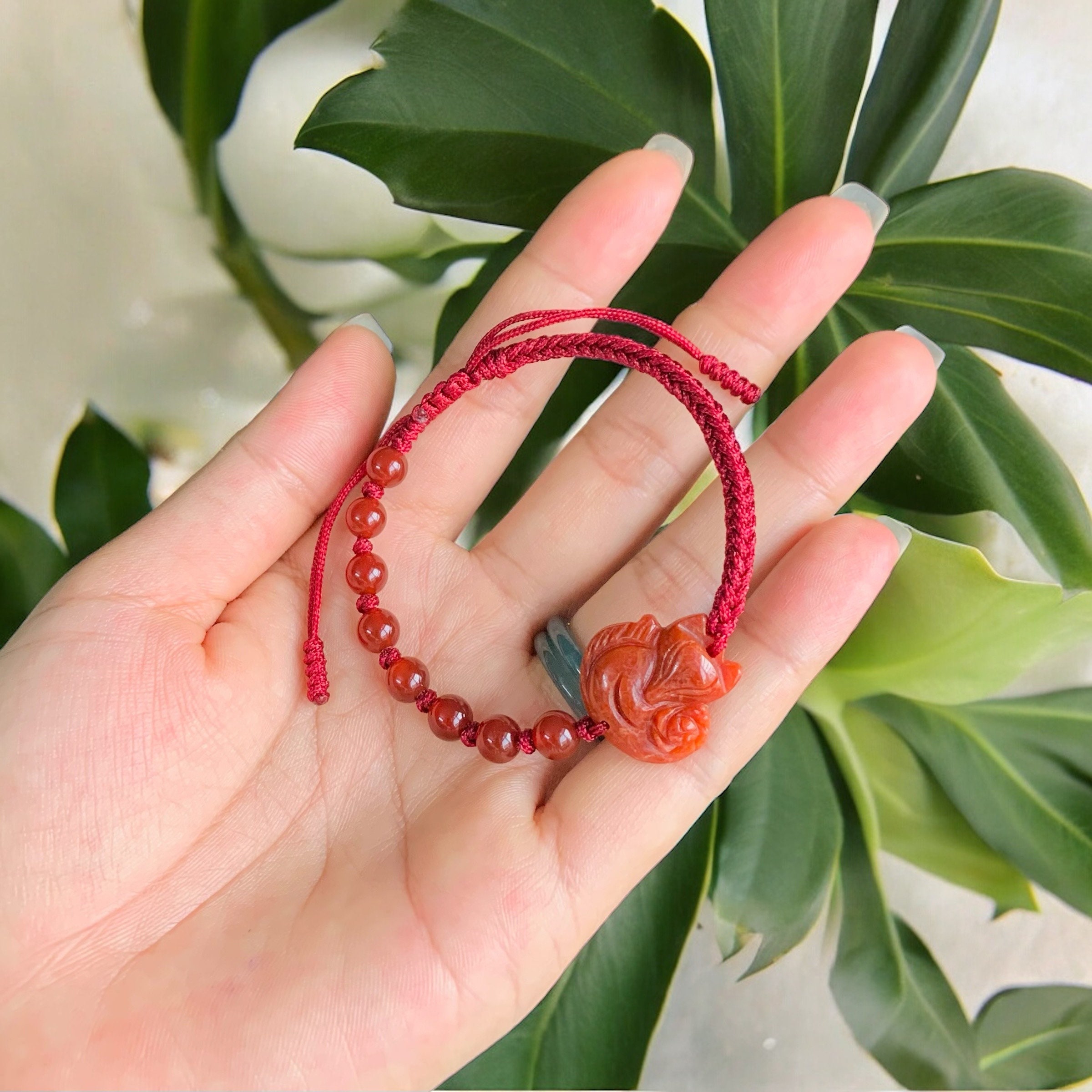 Nine-tailed Fox Natural Jade Bracelet Jade Fox, Red Jade Fox
