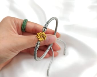 Tibetan Buddhist braided bracelet, lucky knots blessed bracelet, Buddhist mantras bracelet, Tibetan Buddhist Endless Knot connector