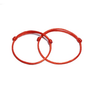 2 x Pulseira de casal com fio vermelho do destino e cartão / Pulseira combinando com fio vermelho / Pulseira da sorte da cabala / Destino / Fio vermelho do destino