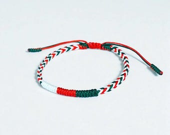 Pulsera trenzada navideña, pulsera tibetana roja, pulsera de cuerda con nudos de la suerte budistas tibetanos, pulsera de pareja, pulsera de la Cábala