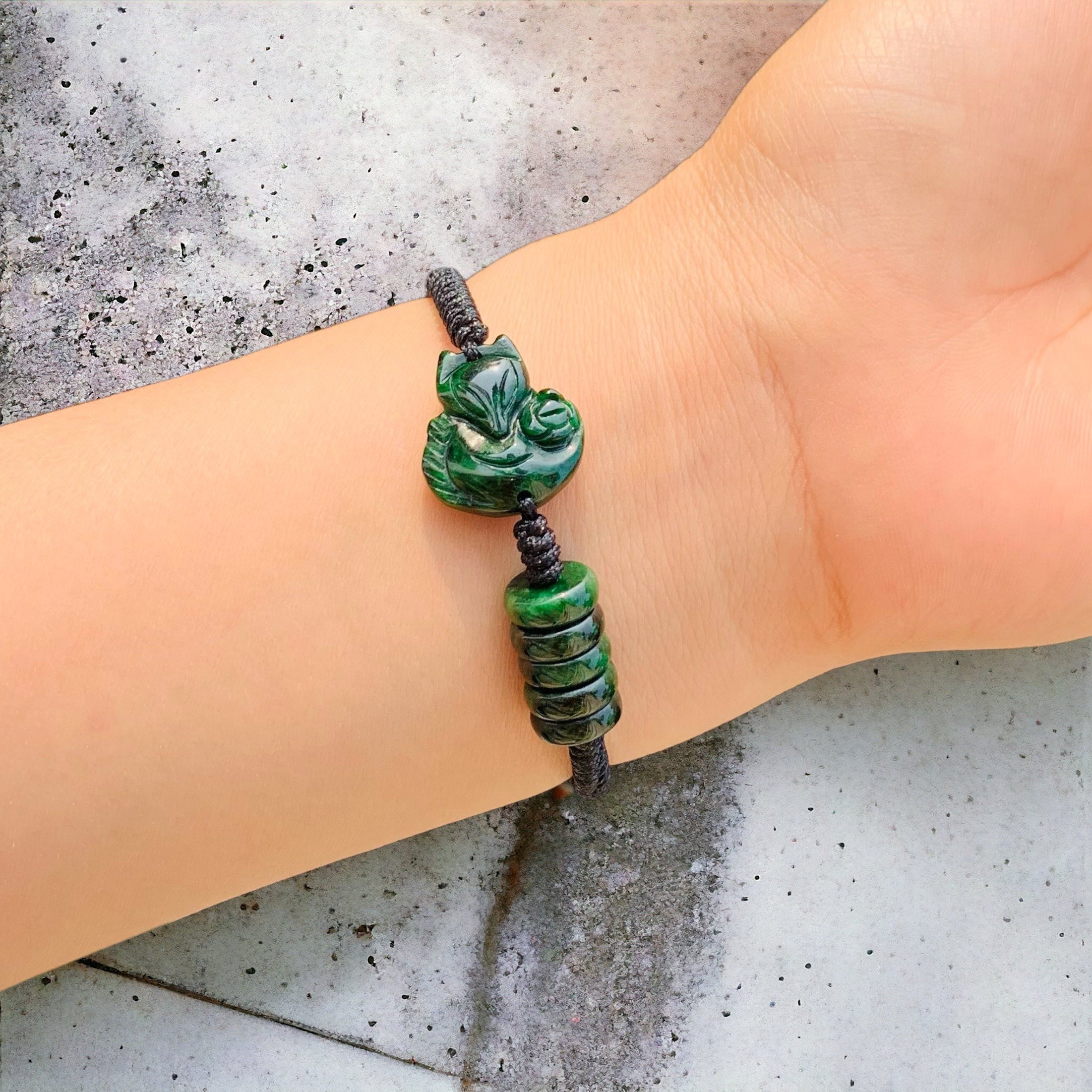 Nine-tailed Fox Natural Jade Bracelet Jade Fox, Carved Jewelry