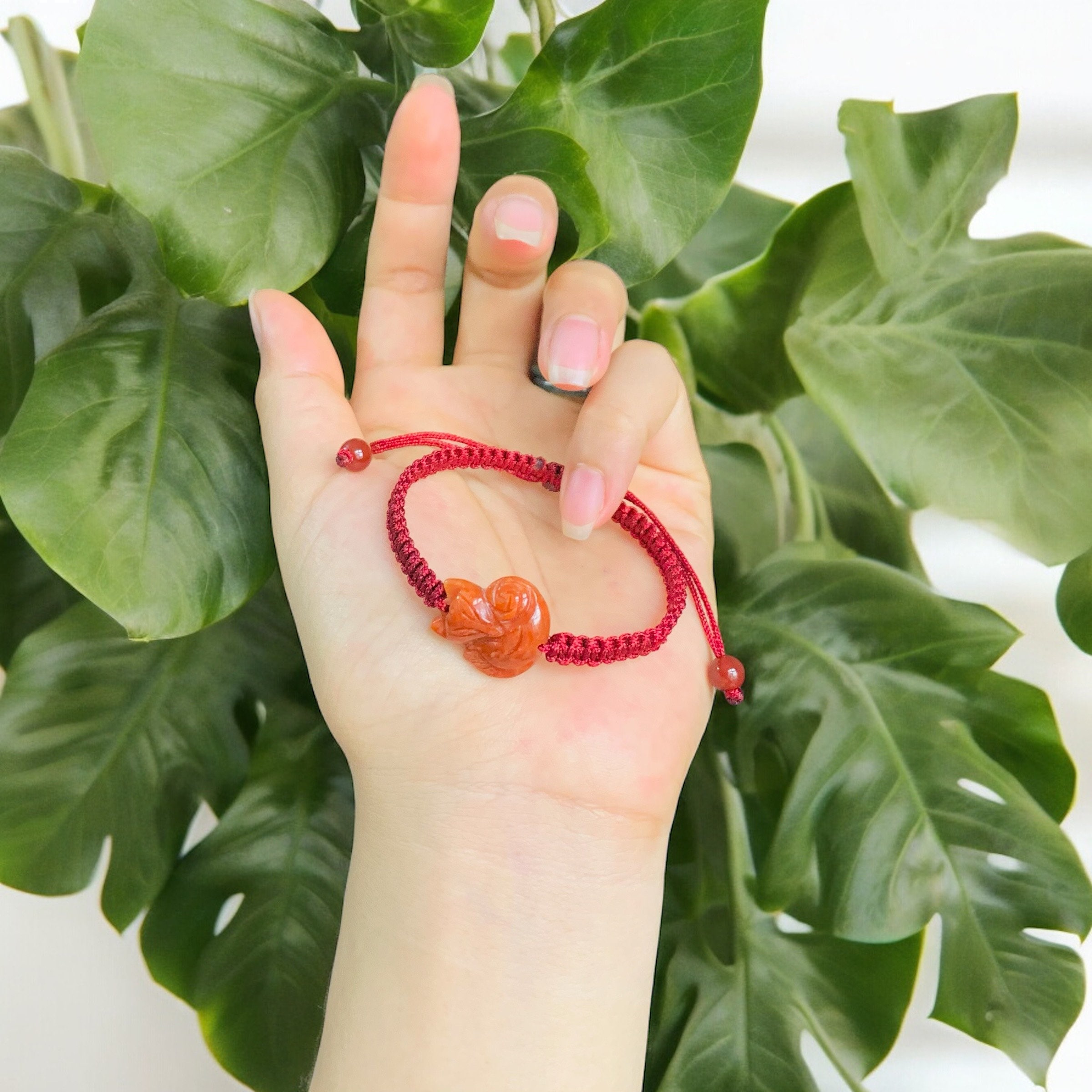 Nine-tailed Fox Natural Jade Bracelet Jade Fox, Red Jade Fox