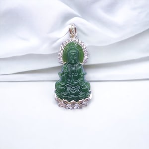 Nephrite Avalokitesvara Bodhisattva Pendant, Buddha Pendant, Avalokitesvara Bodhisattva Necklace, Guan Yin Pendent, Buddha Gifts