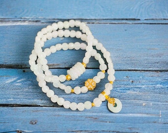 Jade Bracelet Women, White Jade Bracelet, Good Luck Bracelet, Natural Jade Bracelet, Jade Gift, Gift for Birthday, Gift for Christmas