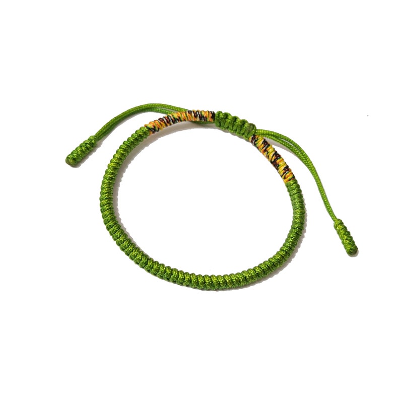 Bracciale Tibetano Portafortuna Intrecciato A Mano - Unisex Regolabile 16-26cm - Perline Ottone - 4