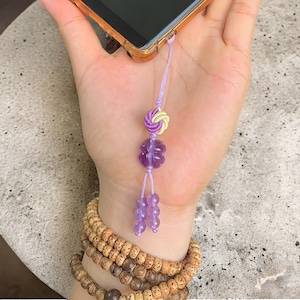 4-leaf clover keychain, lucky keychain, gift keychain, feng shui keychain, four leaf clover keychain, natural amethyst keychain