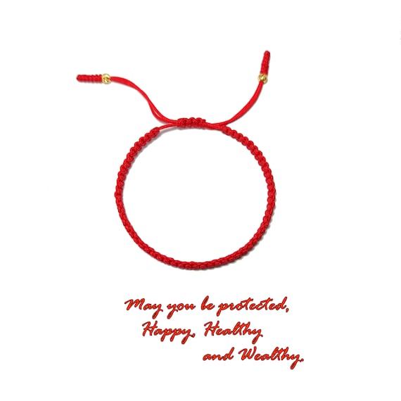 Red String Bracelet Woven, Red Kabbalah Bracelet for Protection