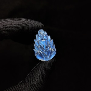 Nine-Tailed Fox Moonstone Pendant for Necklace, Blue White, Natural Moonstone, Burmese Gemstones, Carved Jewelry, Chinese Mythology