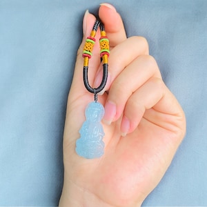 Avalokitesvara Bodhisattva Aquamarine Pendant, Aquamarine Buddha Pendant, Avalokitesvara Bodhisattva Necklace, Avalokitesvara Pendant