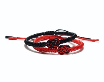 2 juegos de pulseras de cuerda con nudo de la suerte budistas tibetanas hechas a mano, pulsera del infinito para hombres y mujeres, oración, meditación, protección, yoga.
