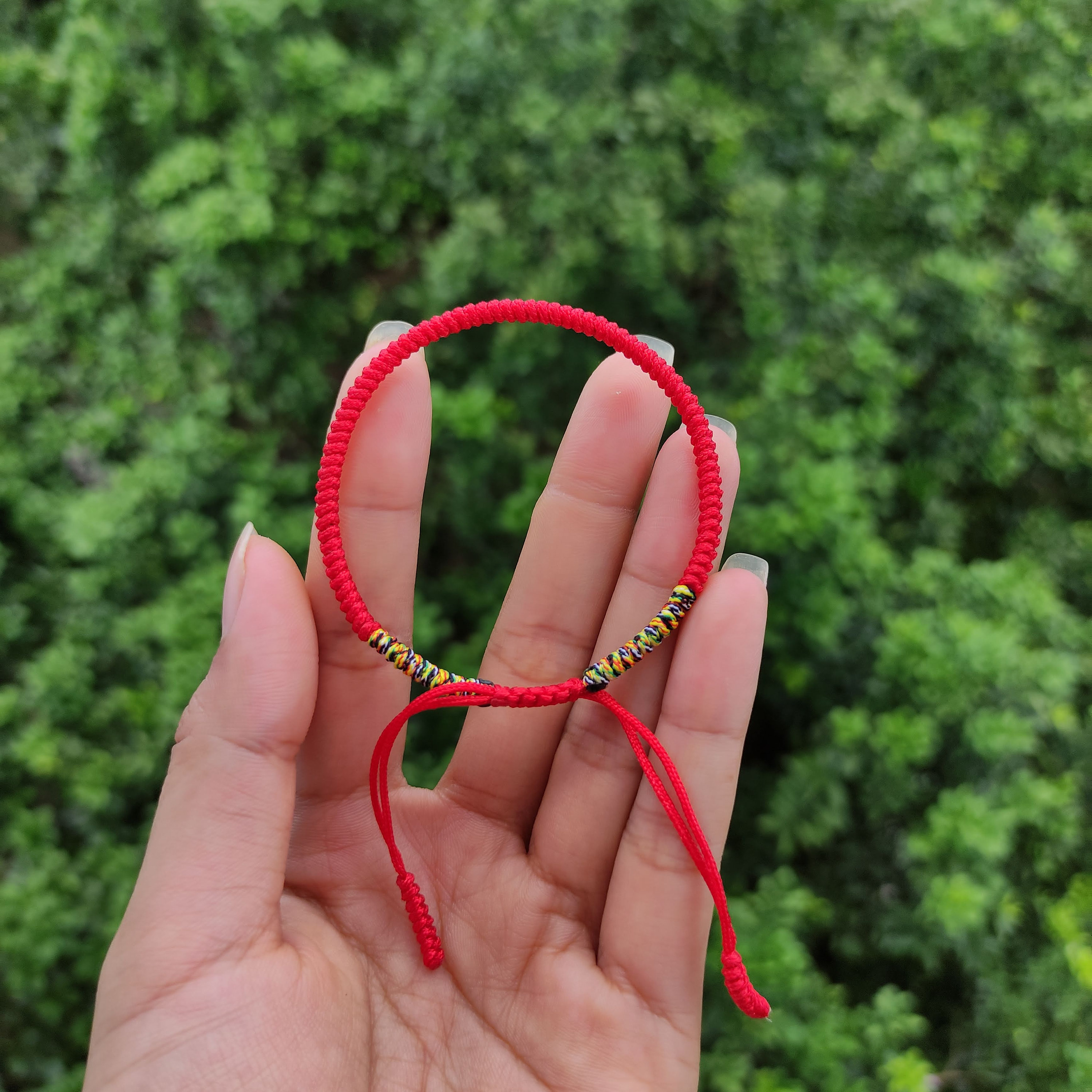 Handcrafted Tibetan GoldPlated Thin Red String Bracelet