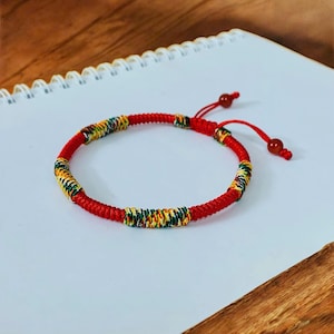 Red Tibetan Bracelet, Kabbalah Bracelet, Tibetan Buddhist Bracelet, Buddhist Lucky Knots Rope Bracelet, Lucky Bracelet, Couples Bracelet